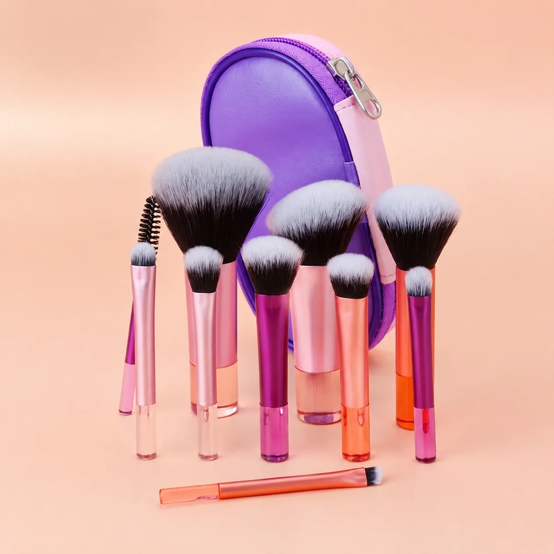 Huda Beauty Makeup Brush Set - 10Pcs 휴대용 메이크업 브러쉬 세트 지퍼