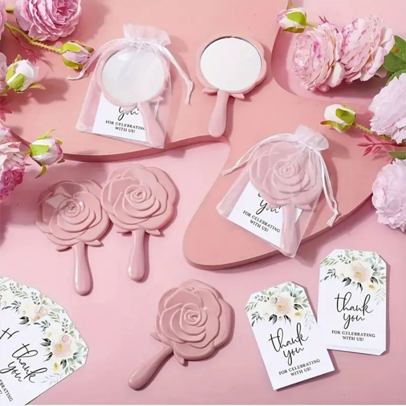핑크 장미꽃 메이크업 거울 포켓 감사 카드 브라이덜 샤 - Beauty Flower Makeup 리뷰 및 가격
