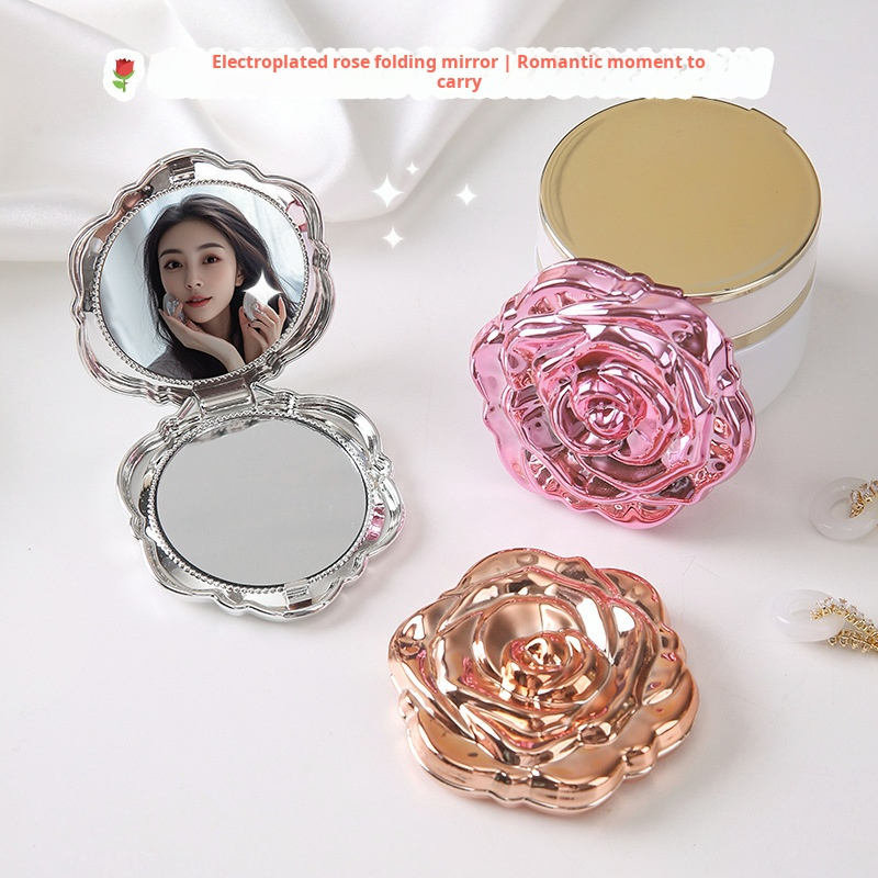 1PC 휴대용 미니 거울 레트로 장미 꽃 작은 주머니  - Beauty Flower Makeup 리뷰 및 가격