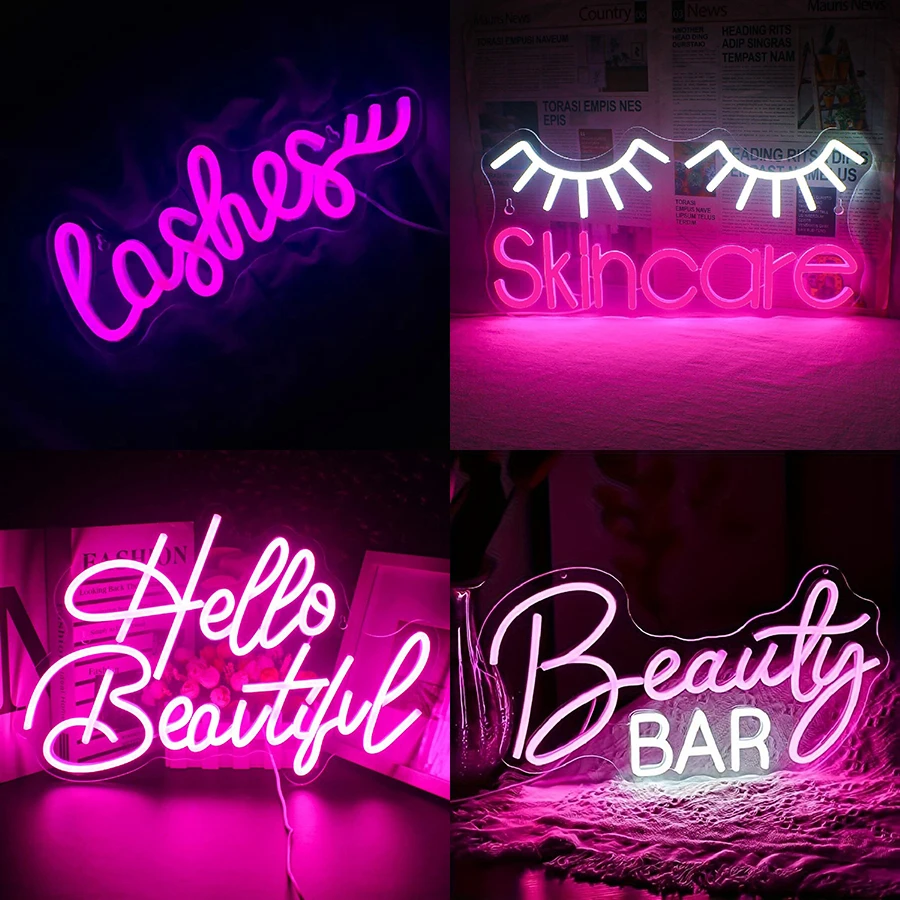 네온 사인 속눈썹 라이트 핑크 글로우 LED 사인, U - Beauty Makeup Bar 리뷰 및 가격